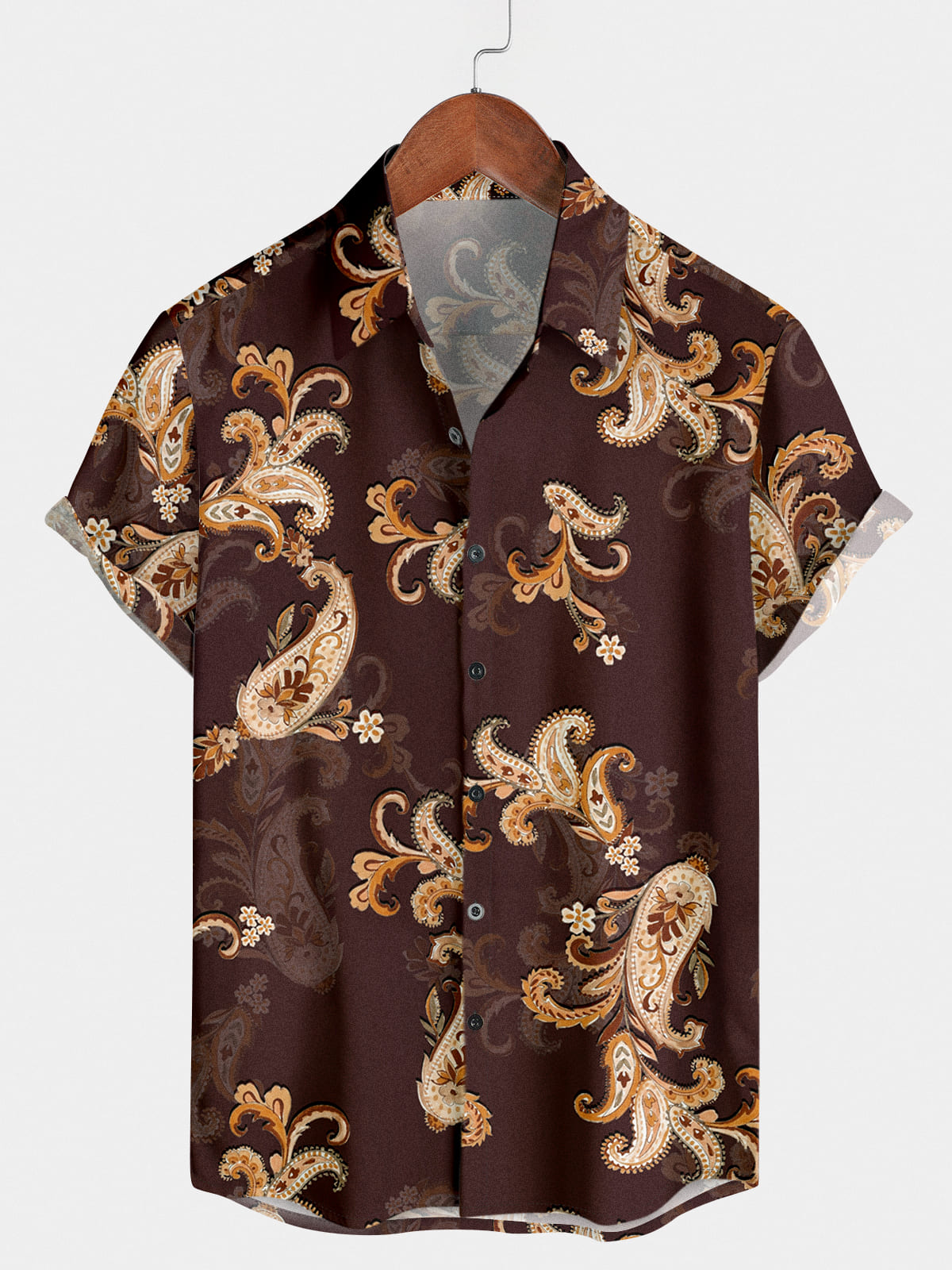 Men's Paisley Print Short Sleeve Shirt