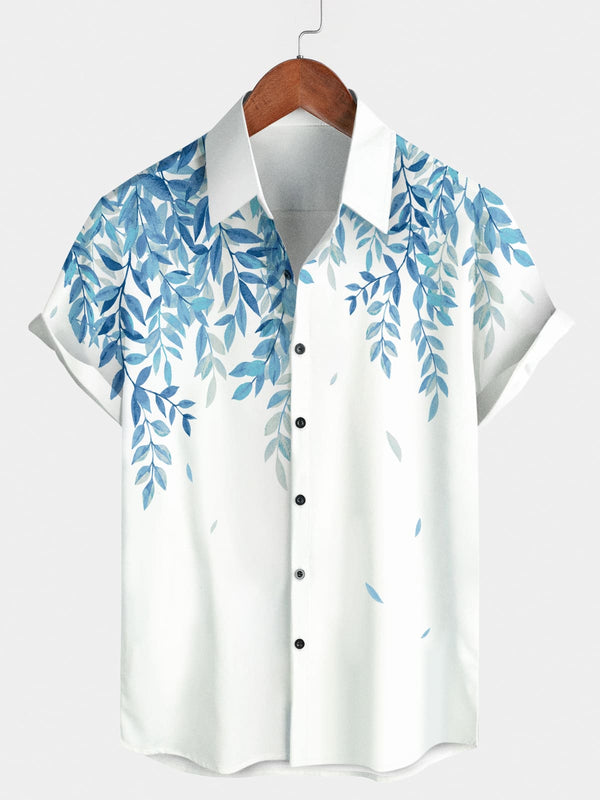 Men's Leaf Print Short Sleeve Shirt