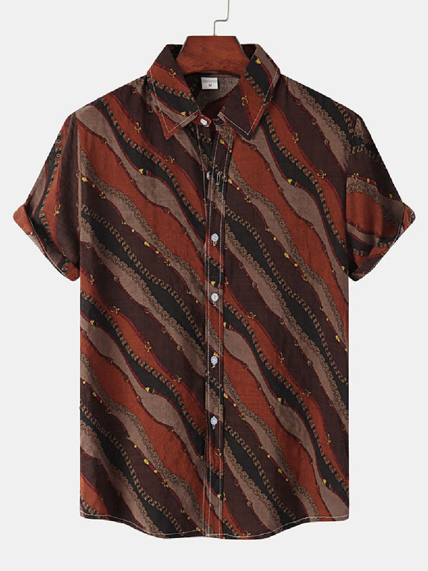 Men's Wave pattern Print short sleeve shirt