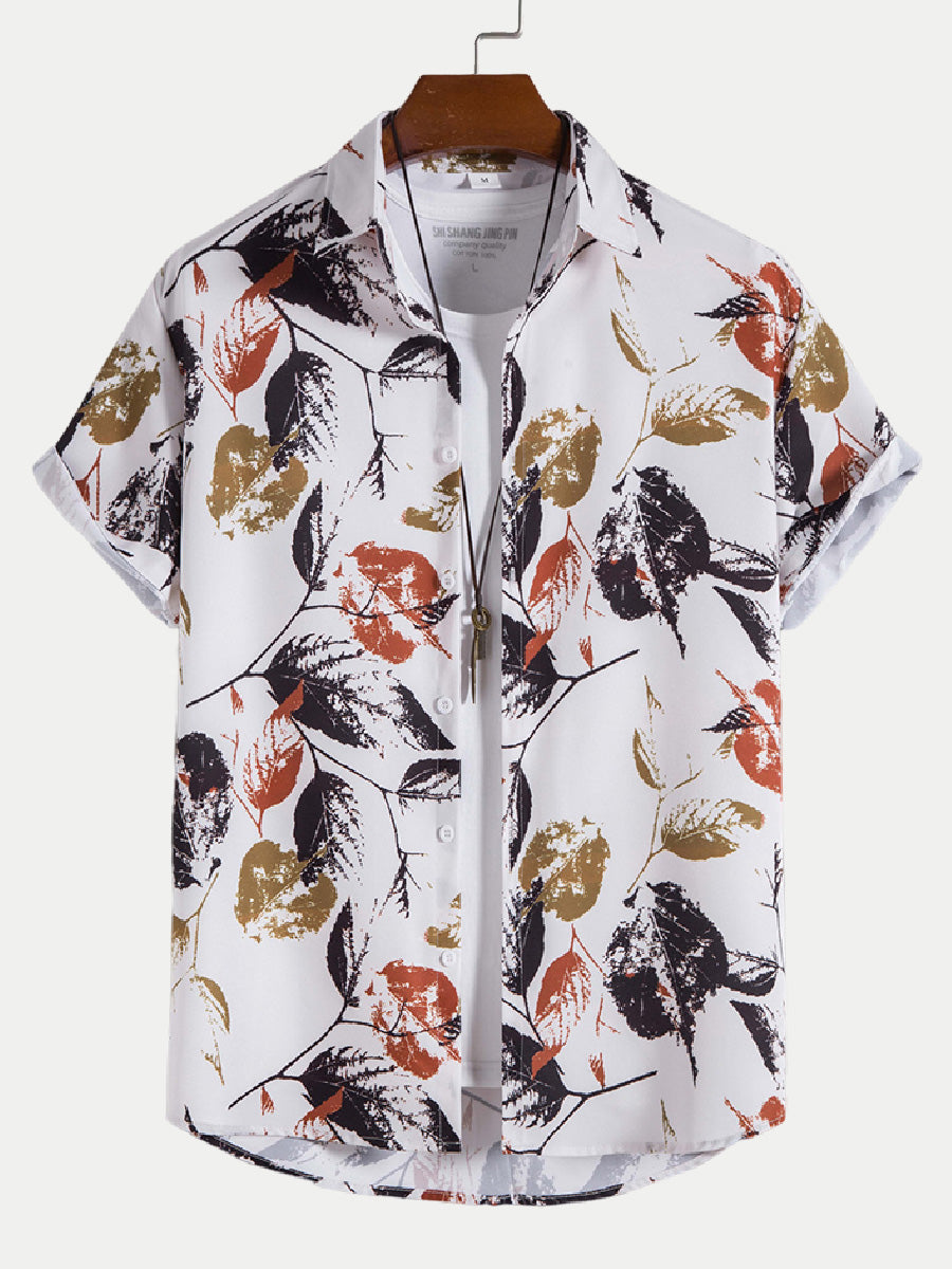 Men's Leaf Print short sleeve shirt