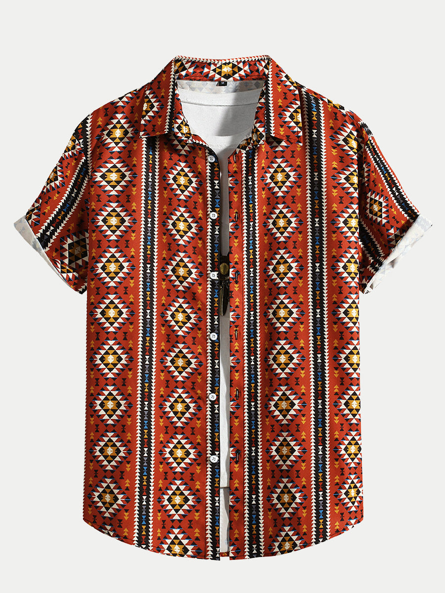 Men's Vertical Print short sleeve shirt