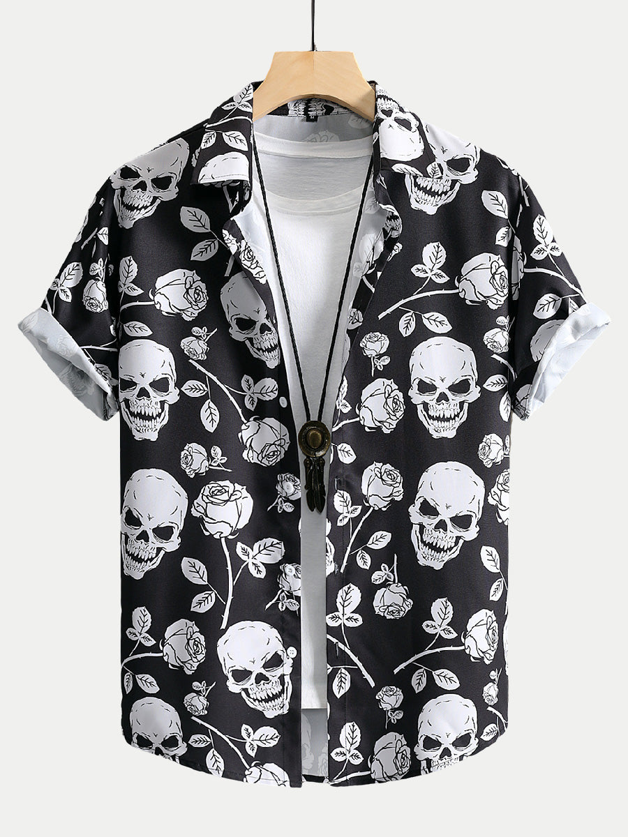 Men's Skull Print short sleeve shirt