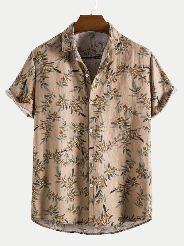 Men's Leaf Print short sleeve shirt