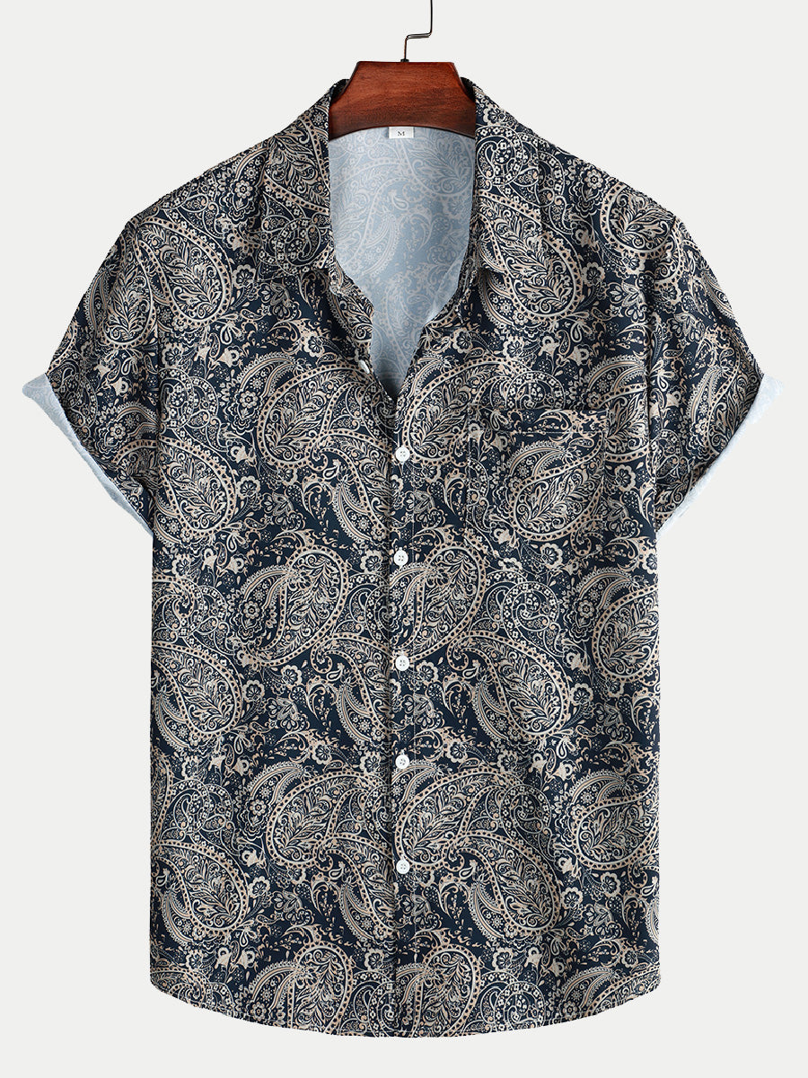 Men's Paisley Print short sleeve shirt