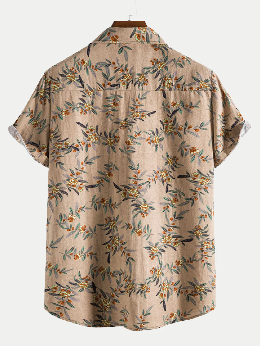 Men's Leaf Print short sleeve shirt