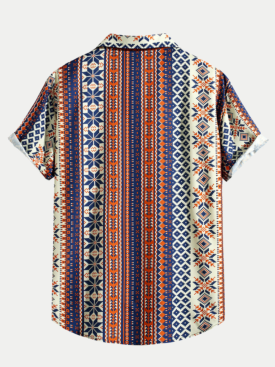 Men's Vertical Print short sleeve shirt