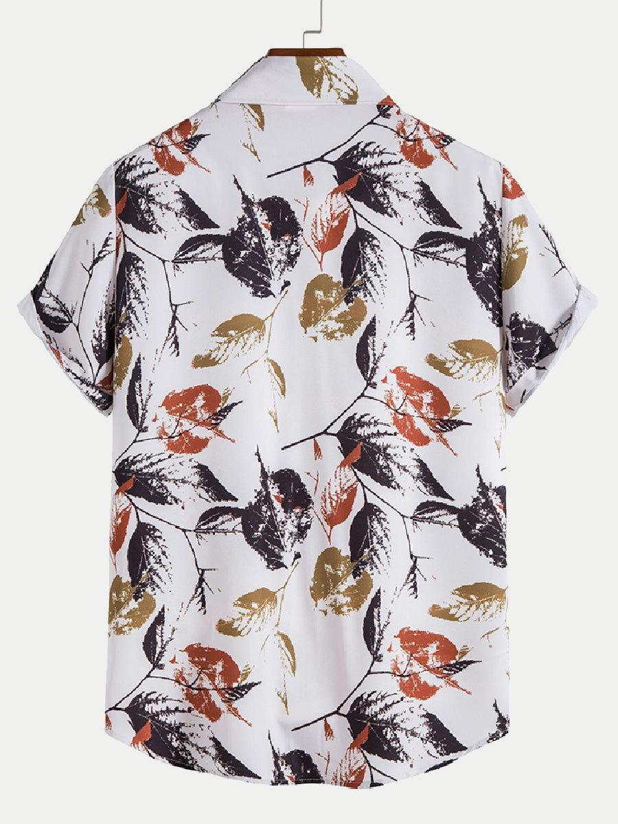 Men's Leaf Print short sleeve shirt