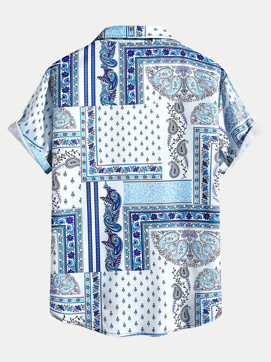 Men's Patchwork Print short sleeve shirt