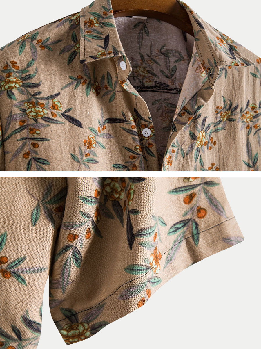 Men's Leaf Print short sleeve shirt