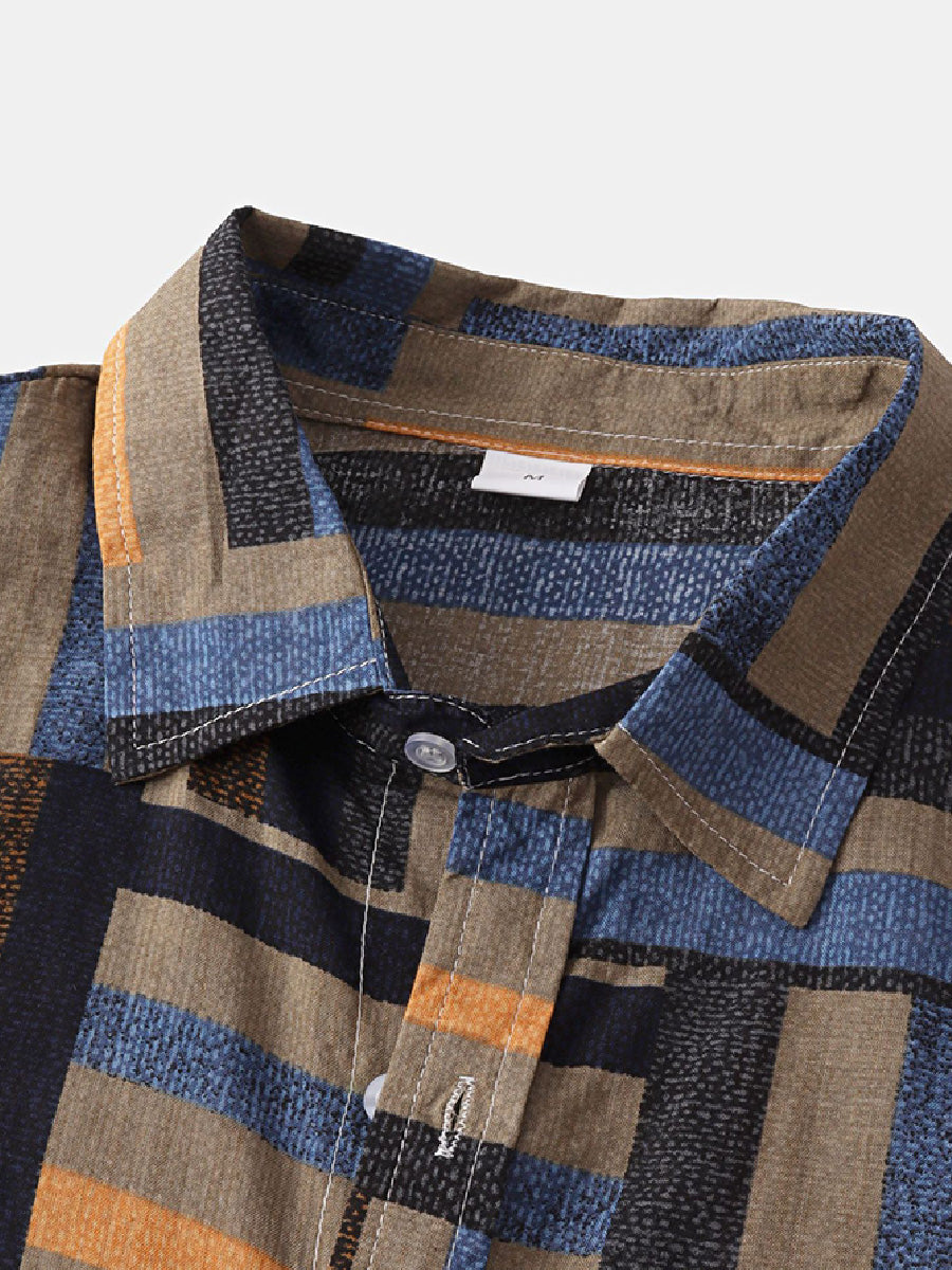 Men's Patchwork square short sleeve shirt