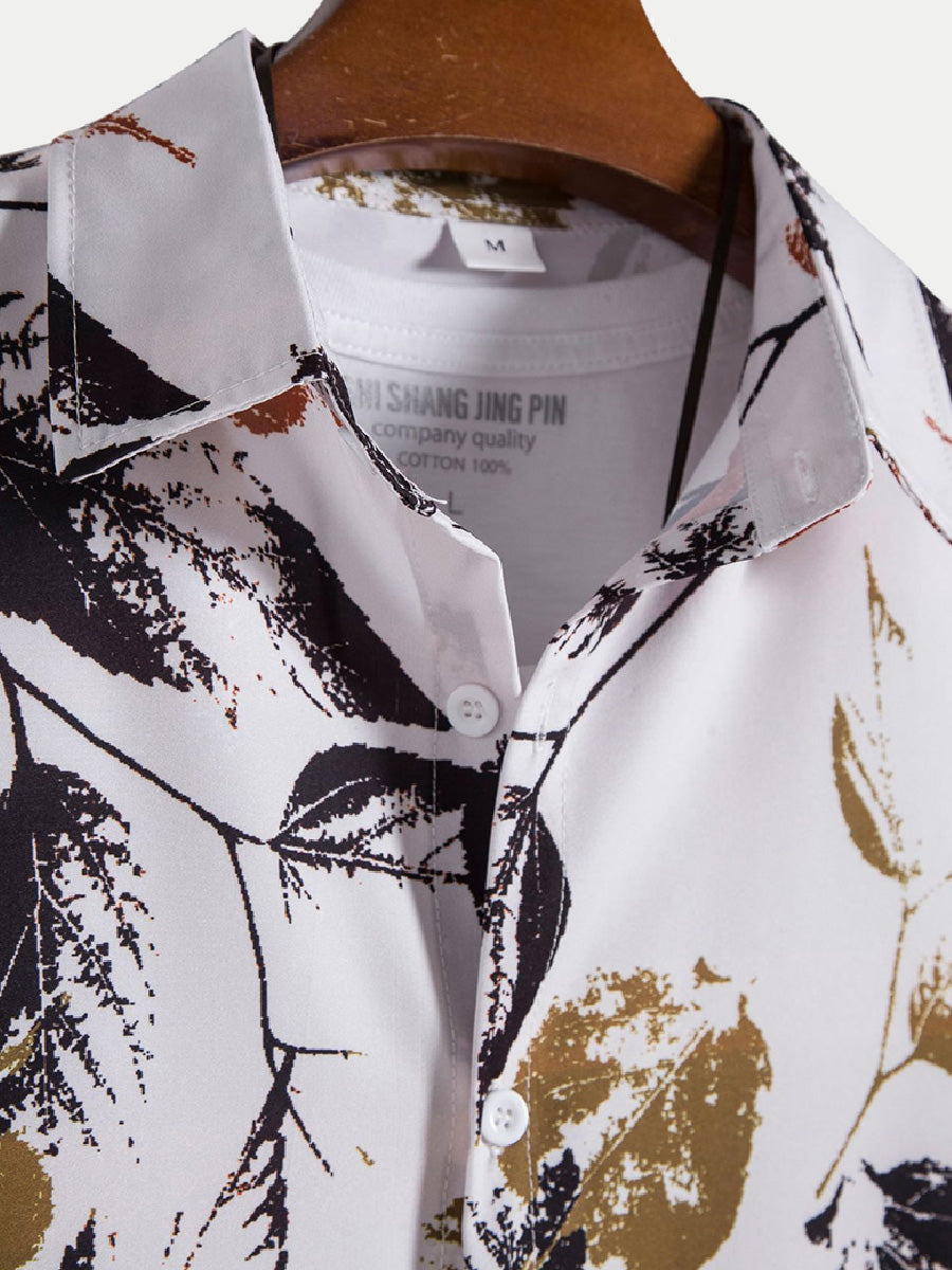 Men's Leaf Print short sleeve shirt