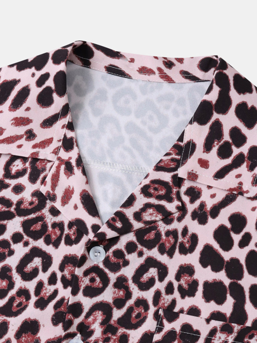 Men's Leopard print short sleeve shirt