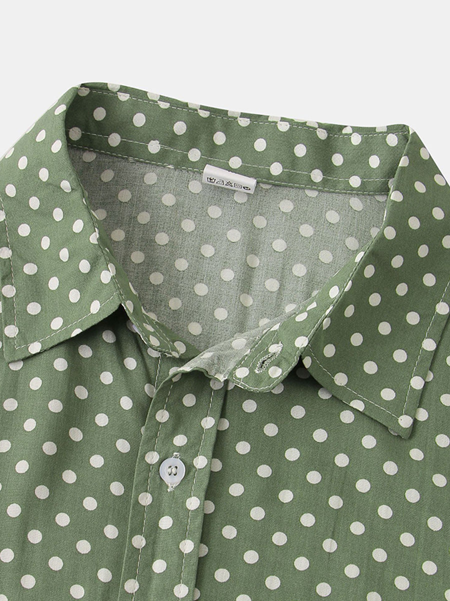 Kurzärmliges Herrenhemd mit Polka Dots 