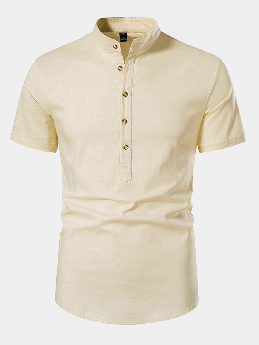 Men's Solid Linen short sleeve shirt