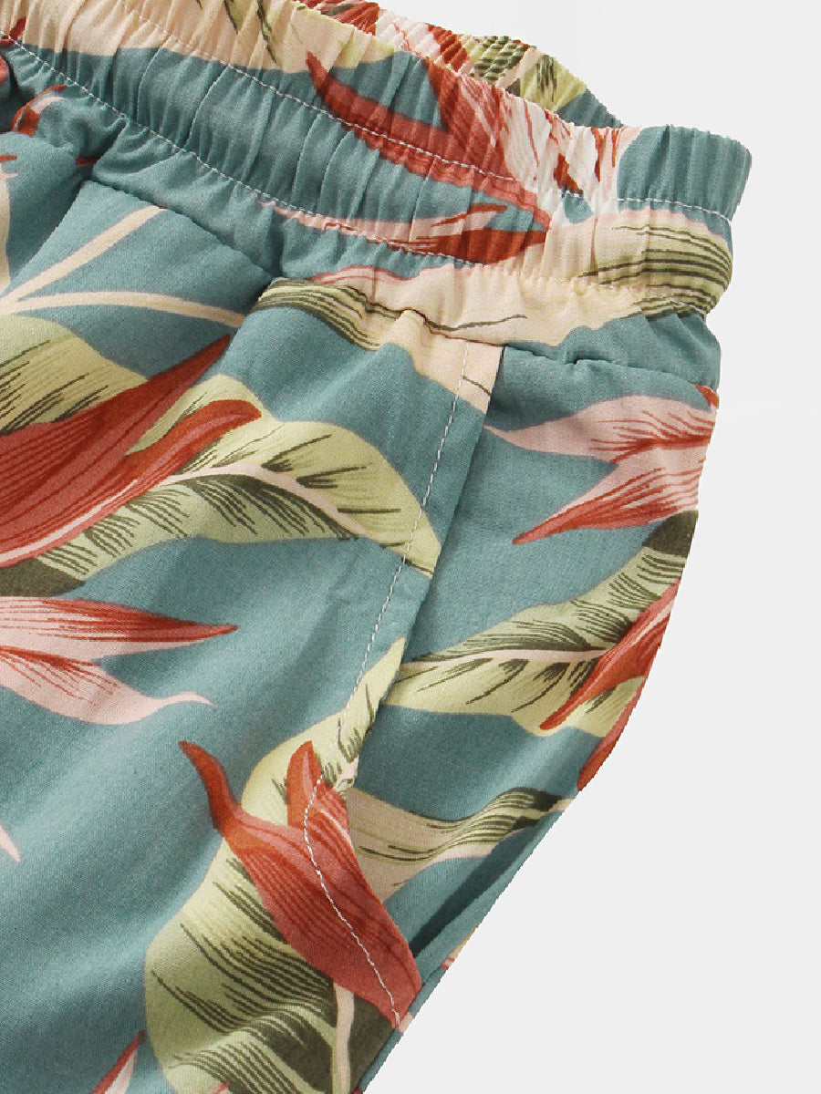 Men's holiday hawaiian Linen Cotton Casual Shorts