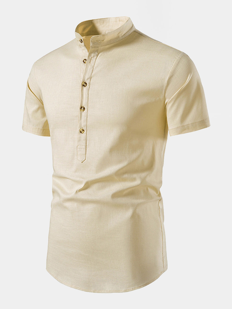 Men's Solid Linen short sleeve shirt