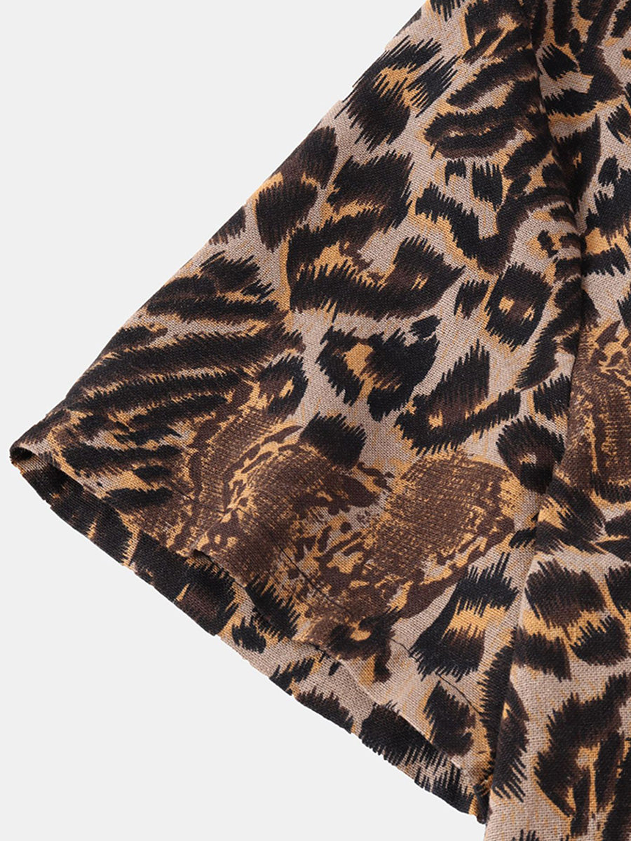 Men's Leopard print short sleeve shirt