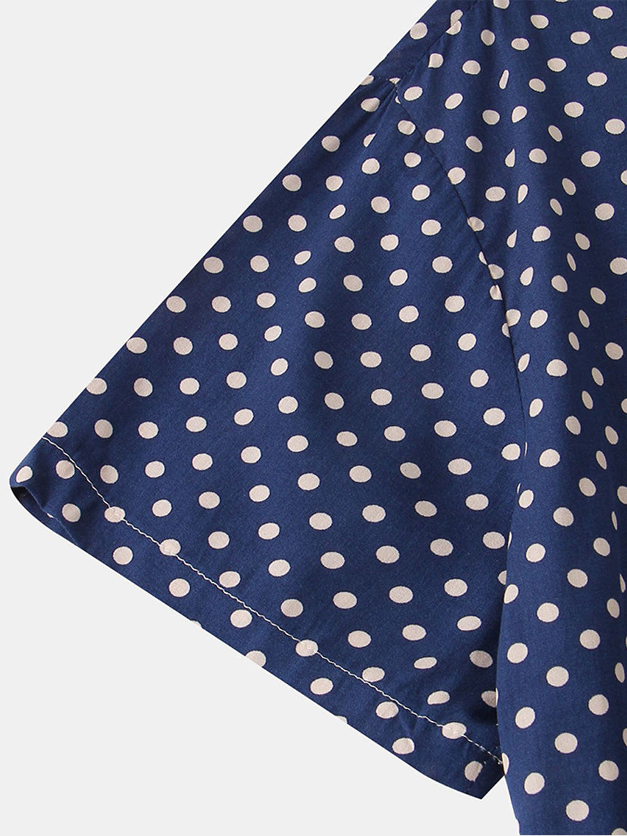 Kurzärmliges Herrenhemd mit Polka Dots 