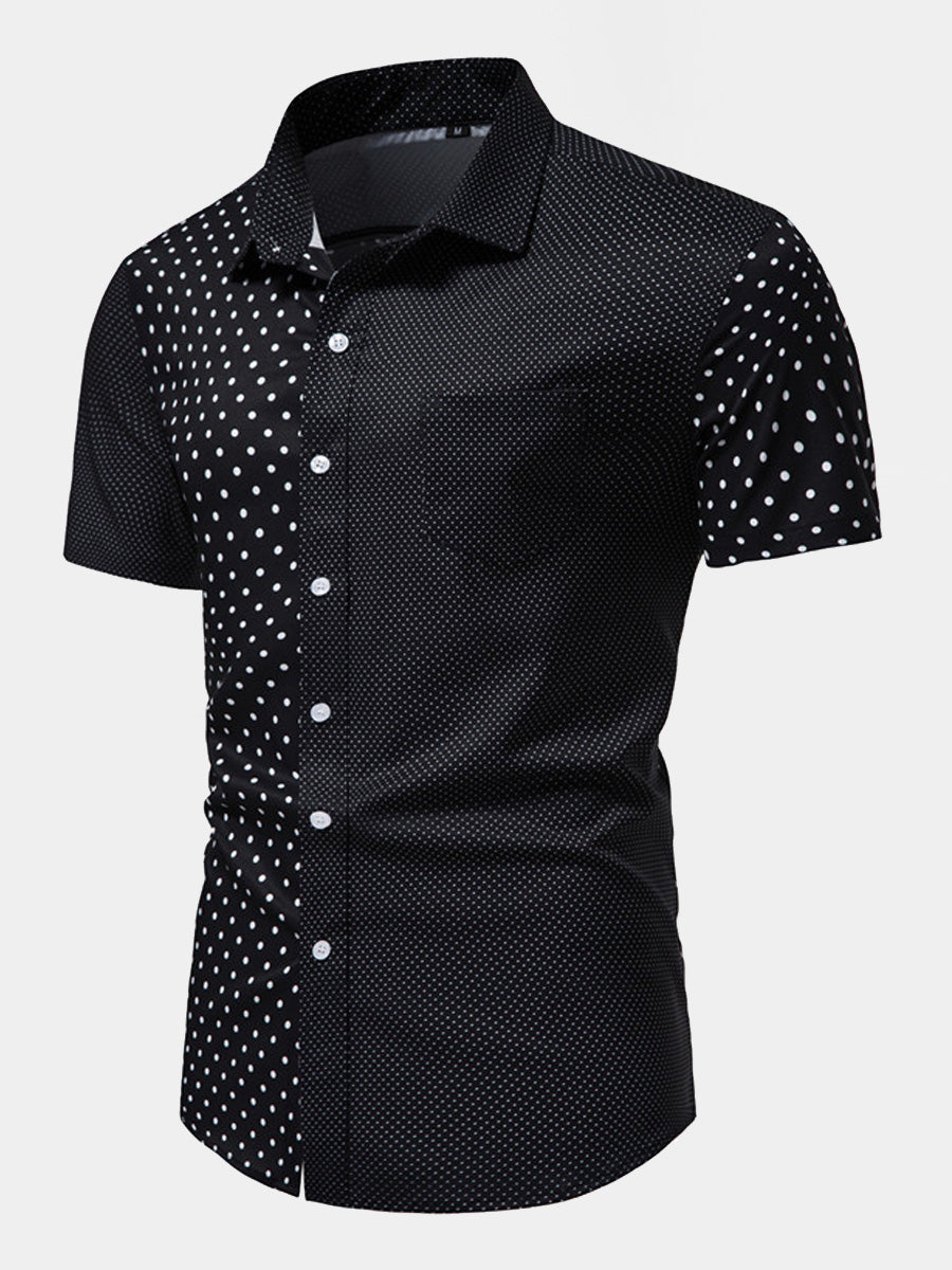Kurzärmliges Herrenhemd mit Polka Dots-Print