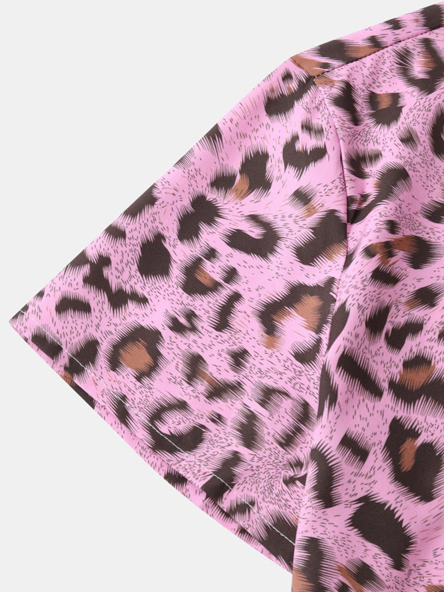 Men's Leopard print short sleeve shirt