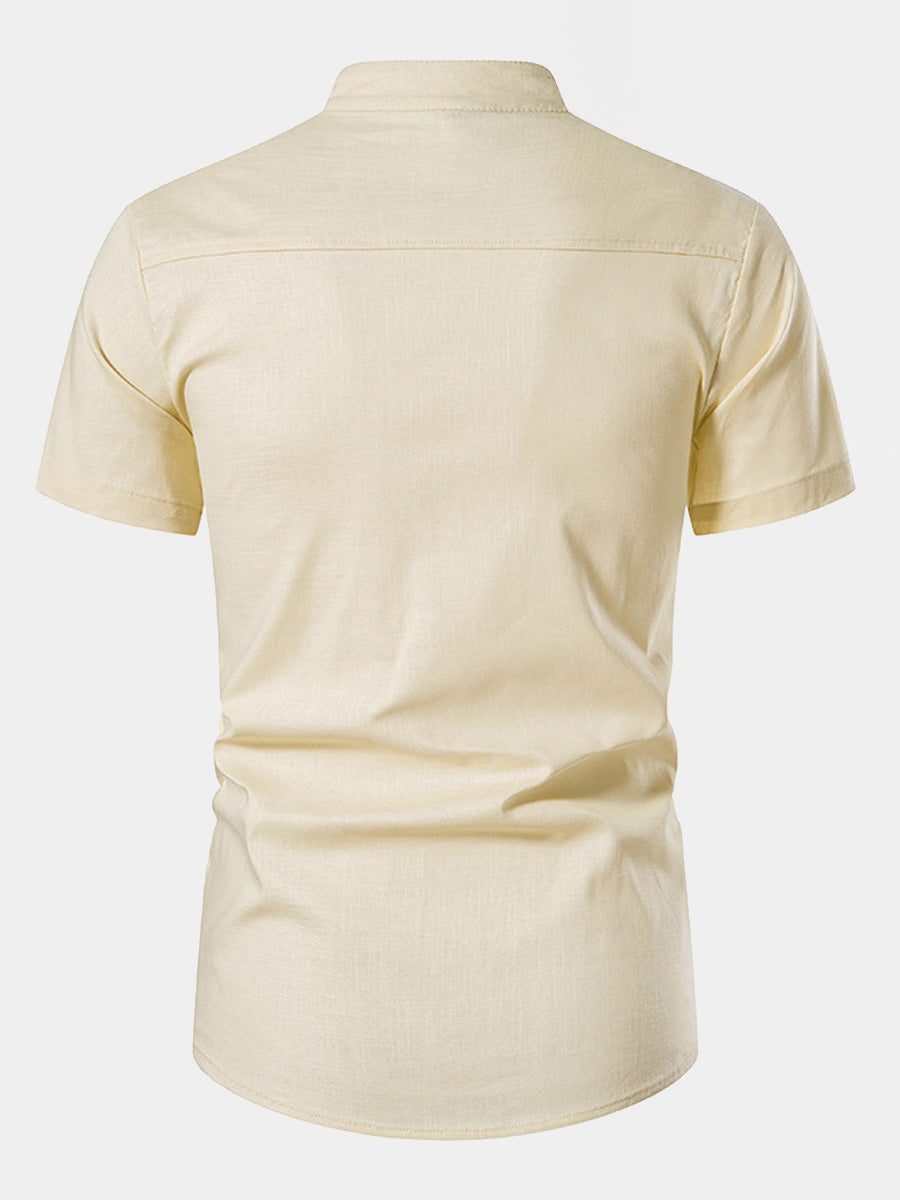 Men's Solid Linen short sleeve shirt