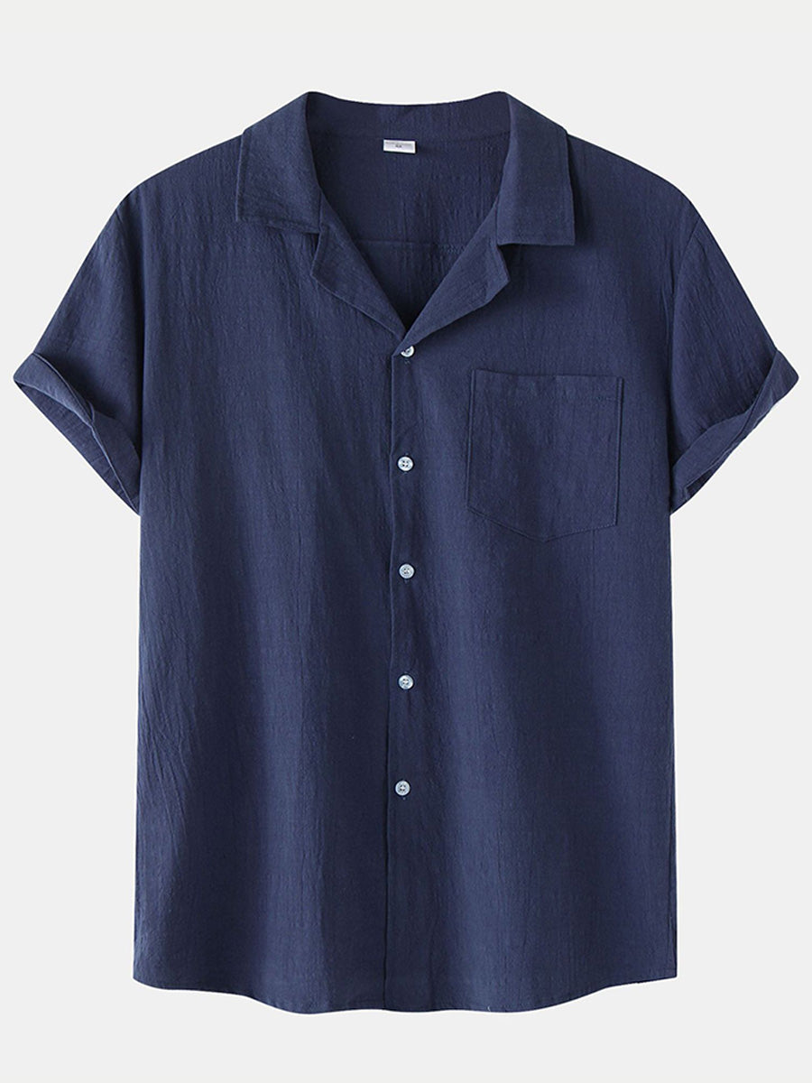 Men's Solid cotton short sleeve shirt