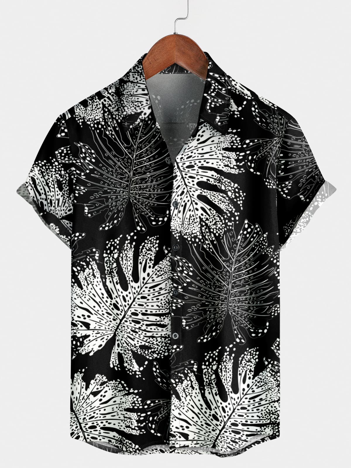 Men's Leaf Print Short Sleeve Shirt