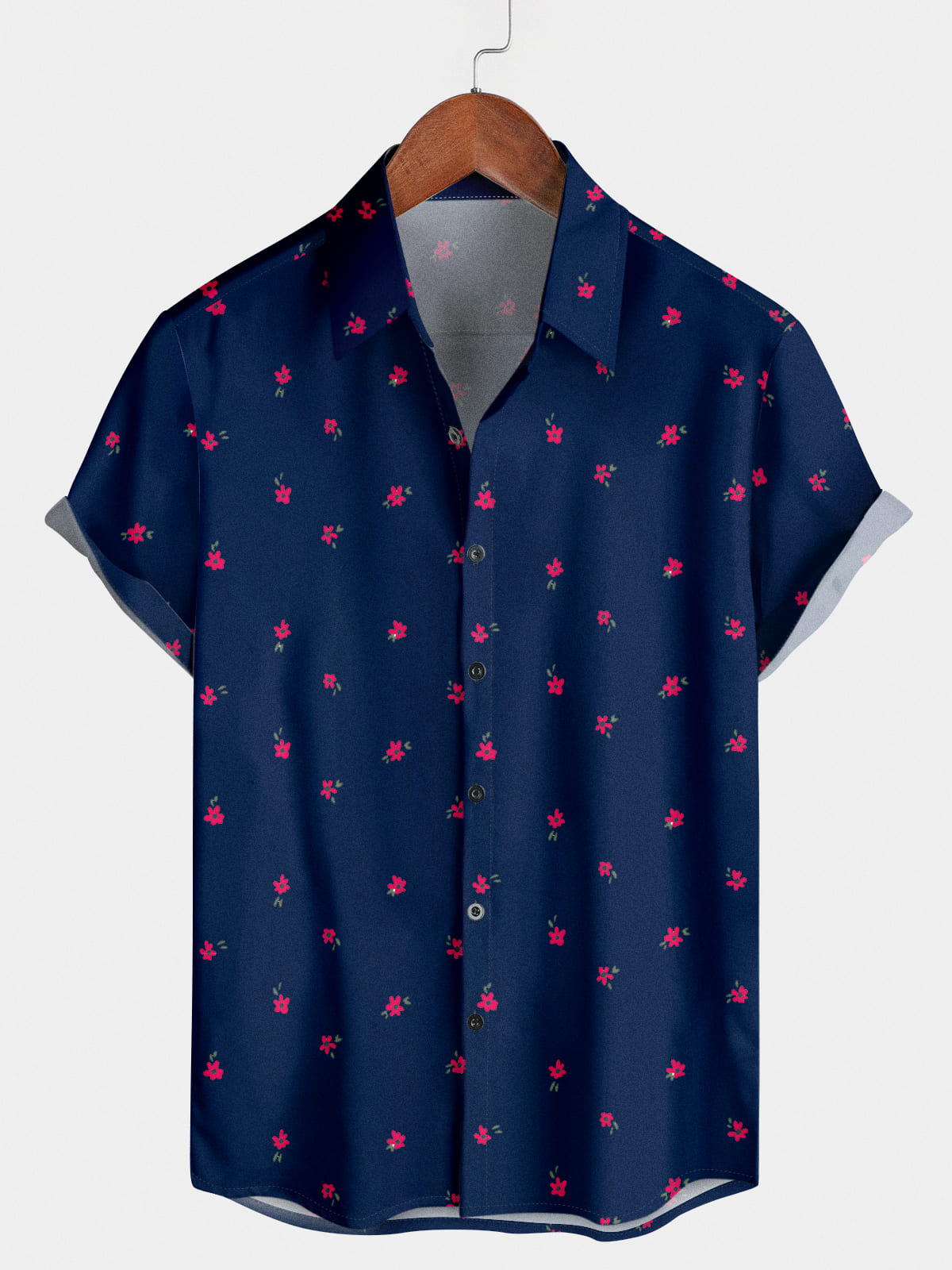 Men's Small Flower Short Sleeve Shirt