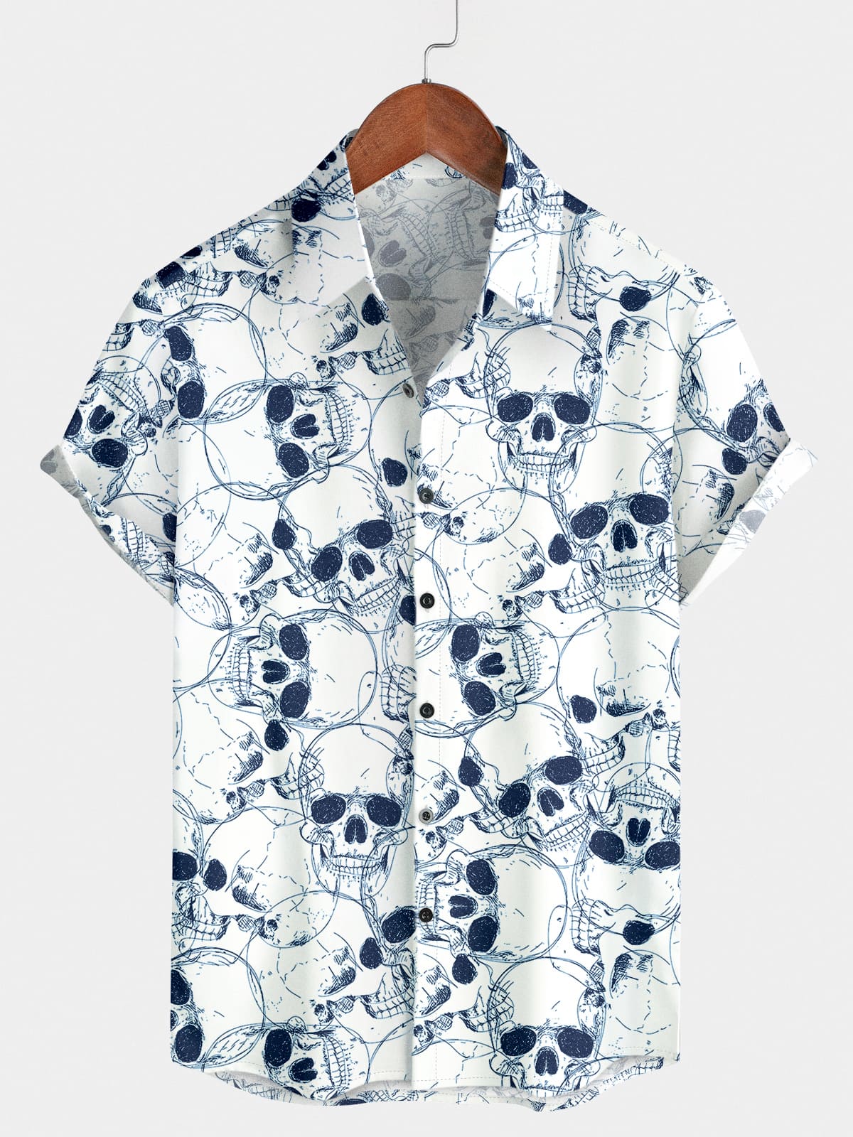 Men's Skull Print Short Sleeve Shirt