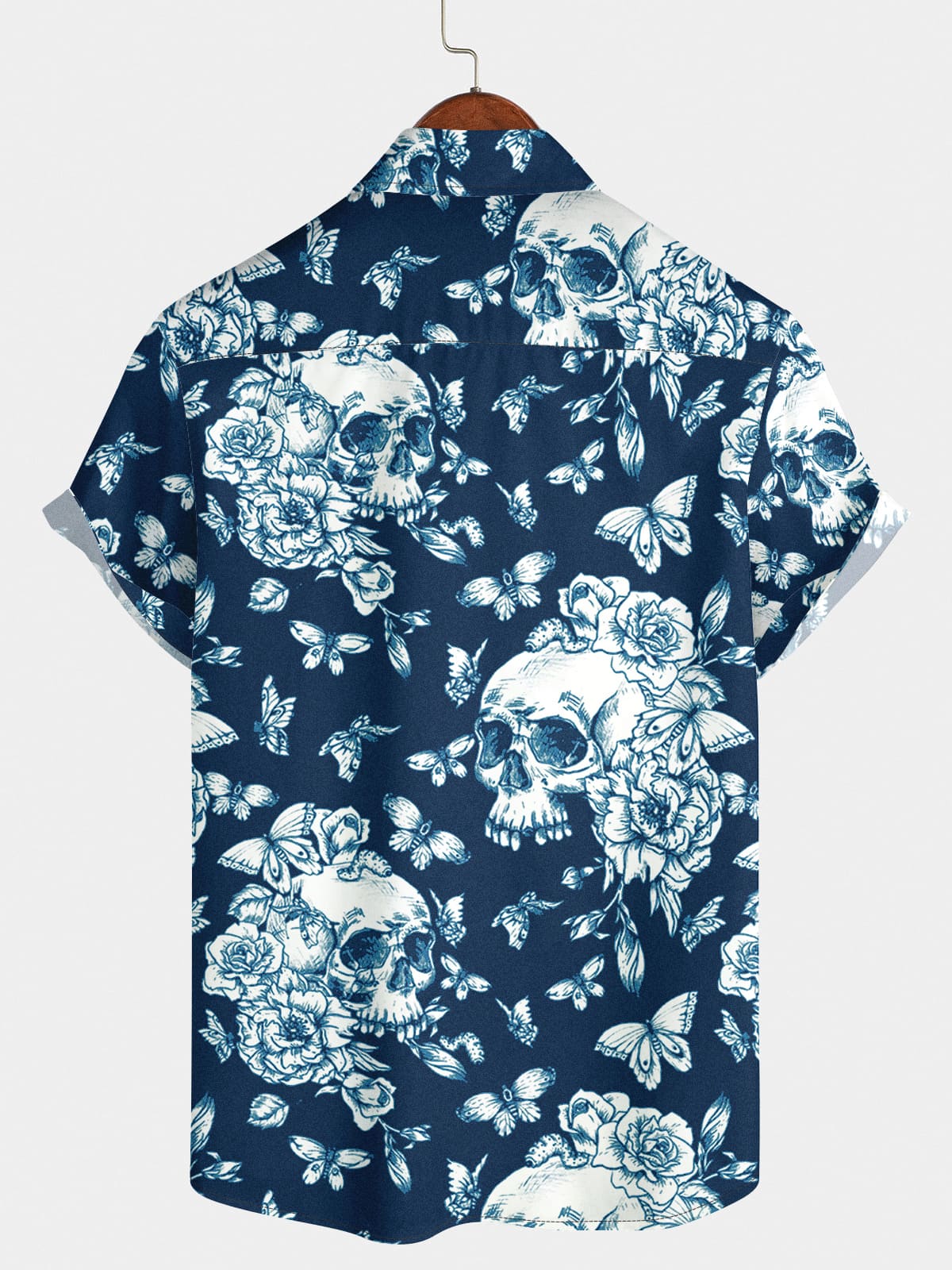 Men's Skull Flower Short Sleeve Shirt