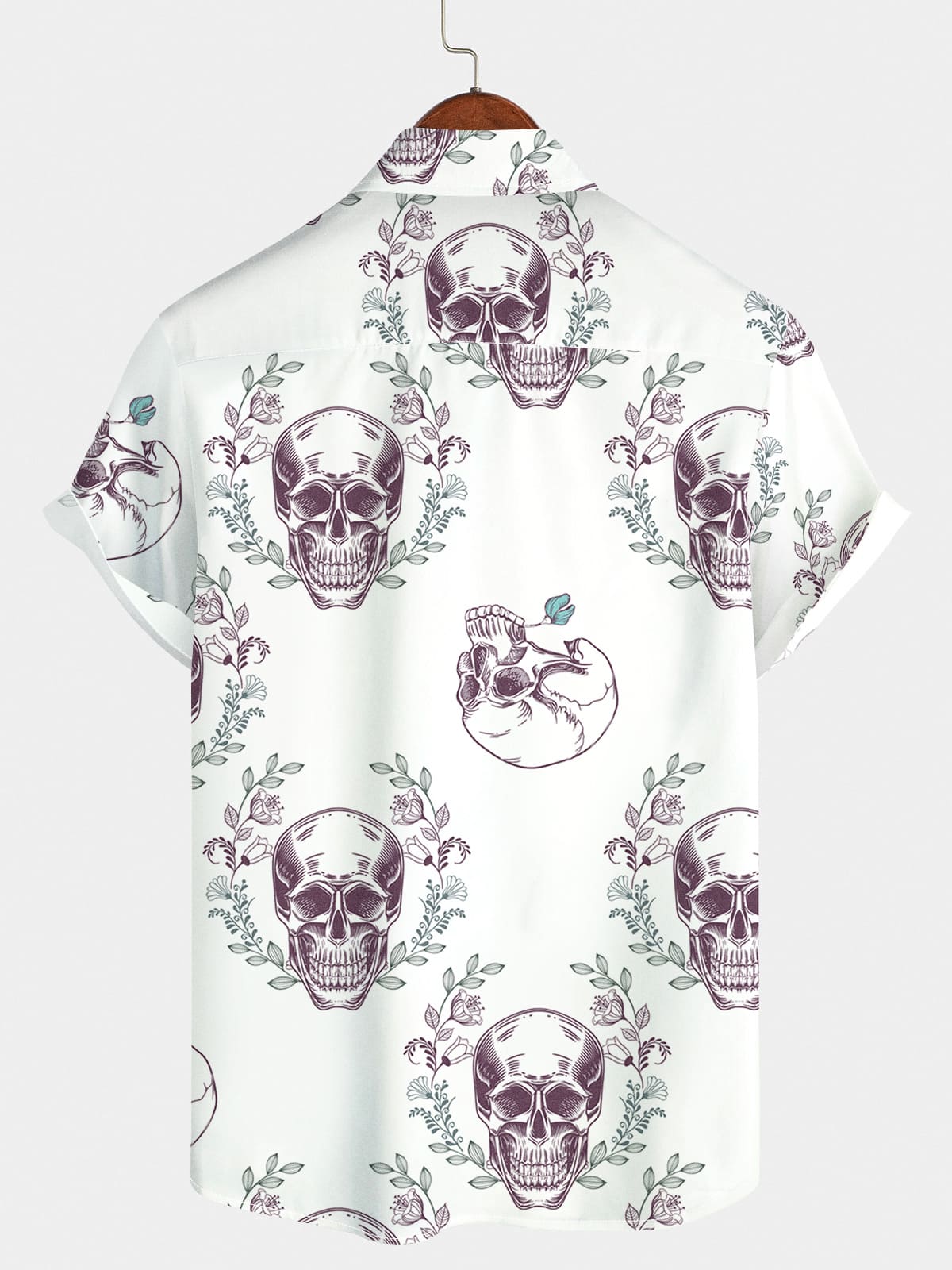 Men's Skull Flower Short Sleeve Shirt