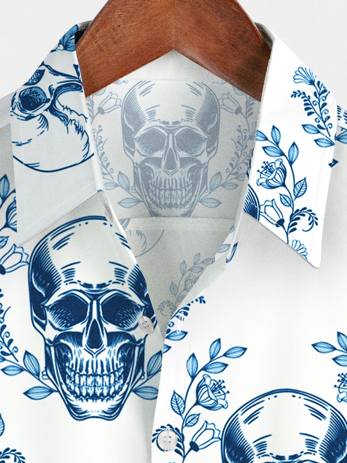 Men's Skull Flower Short Sleeve Shirt