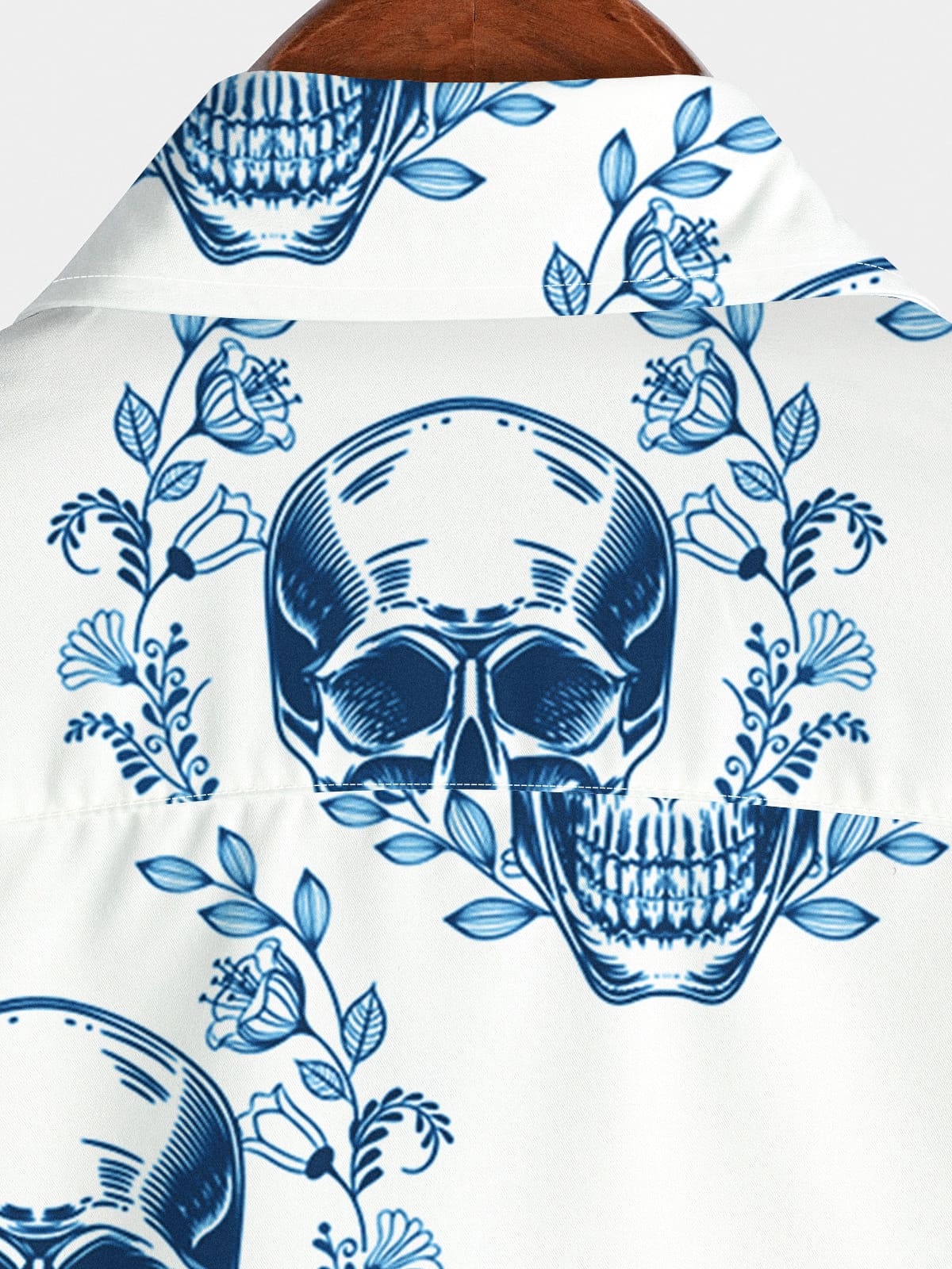 Kurzarmhemd mit Totenkopf-Blumenmotiv für Herren