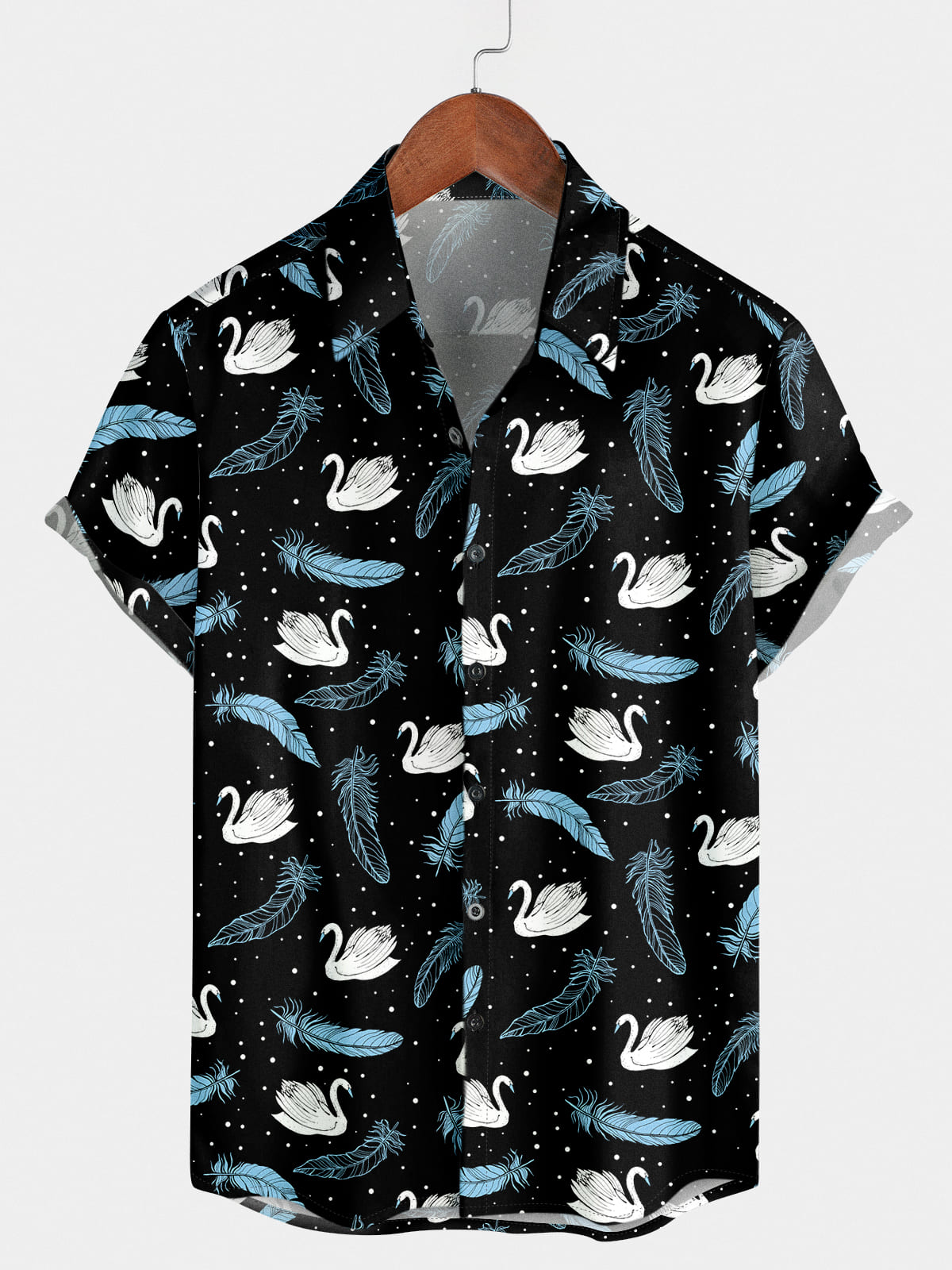 Men's Swan feather Short Sleeve Shirt