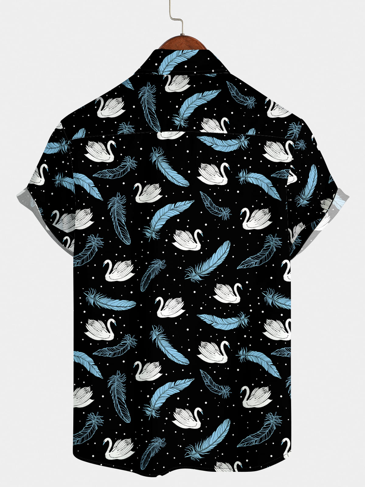 Men's Swan feather Short Sleeve Shirt