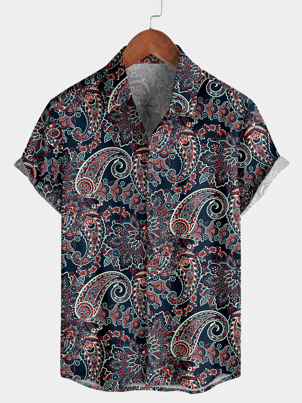 Herren-Paisley-Hawaii-Kurzarmhemd