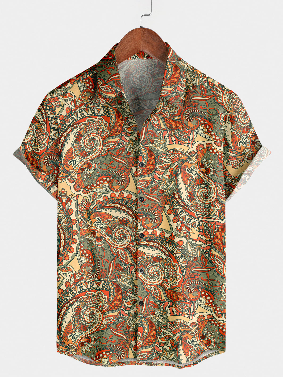 Herren-Paisley-Hawaii-Kurzarmhemd