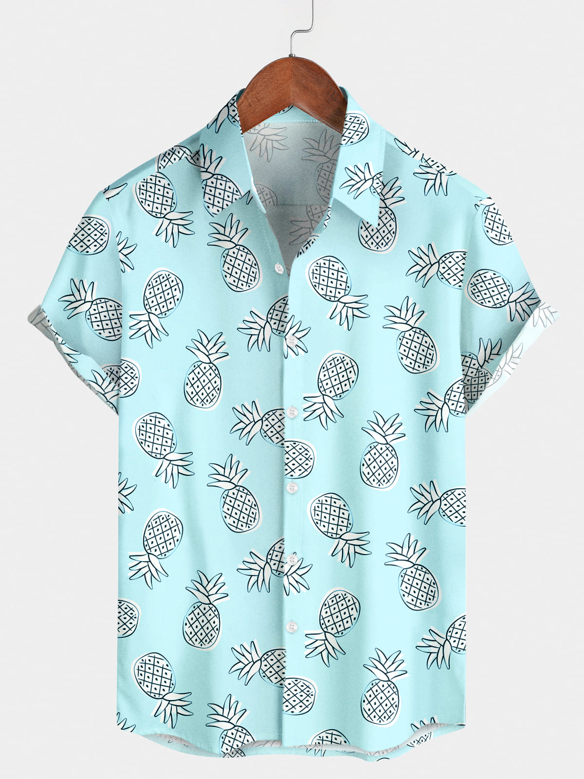 Kurzarmhemd mit Ananas-Print für Herren