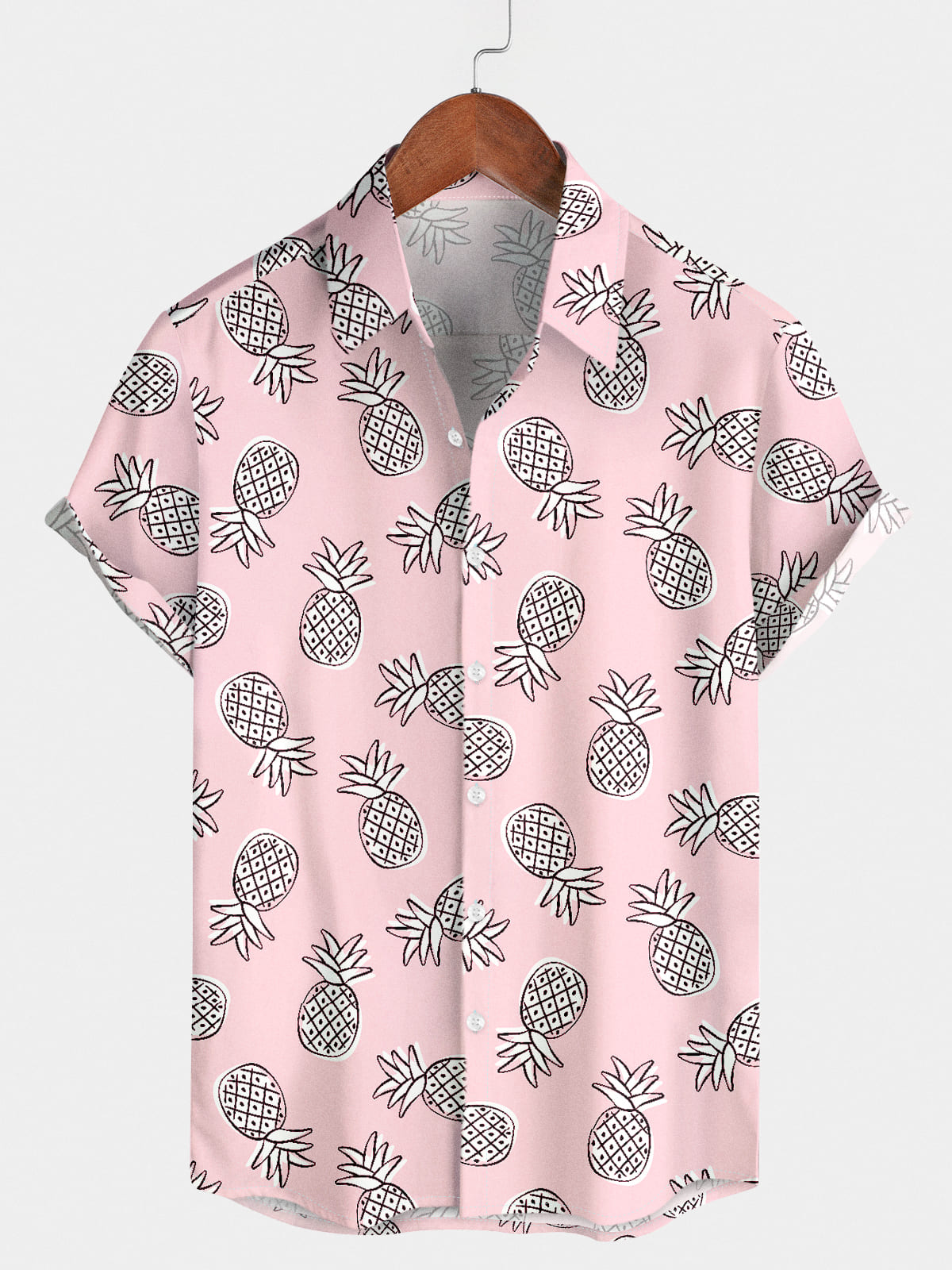 Kurzarmhemd mit Ananas-Print für Herren