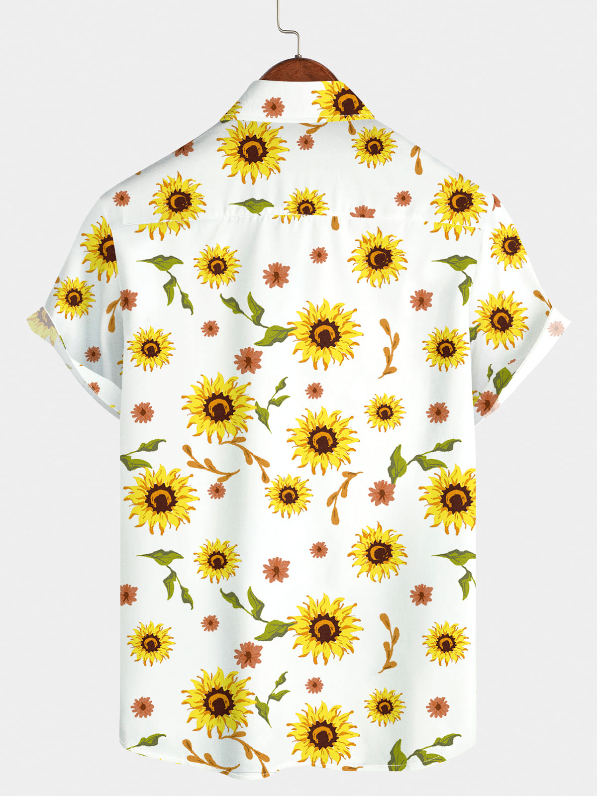 Kurzärmliges Herrenhemd mit Sonnenblumen-Print