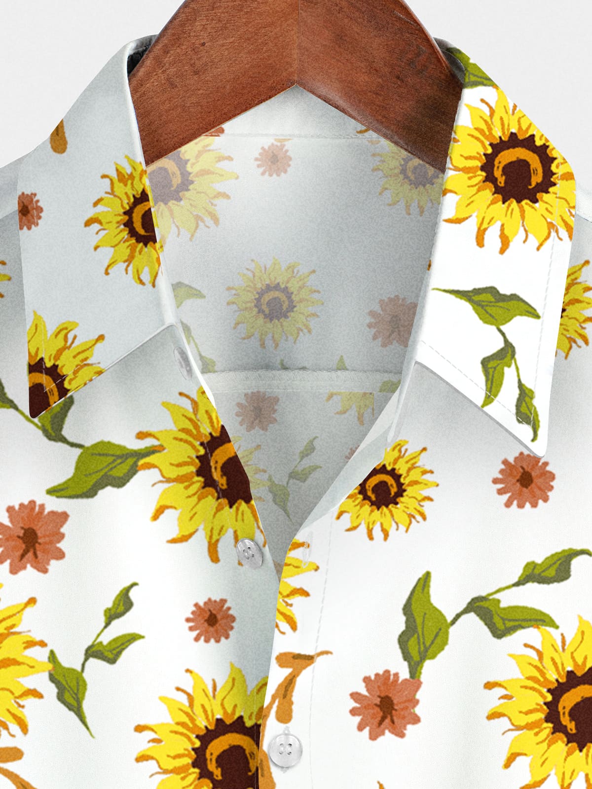 Kurzärmliges Herrenhemd mit Sonnenblumen-Print