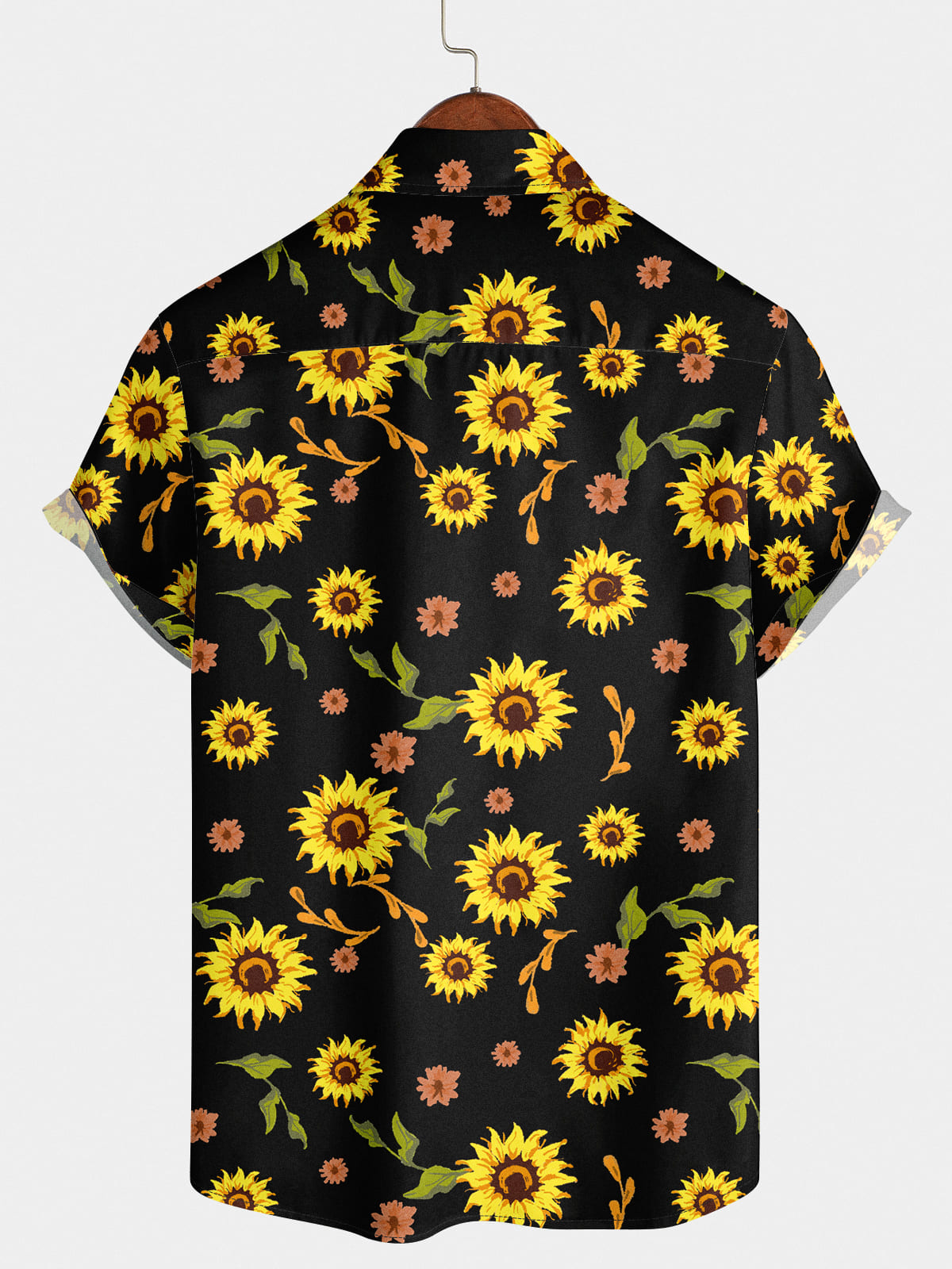 Kurzärmliges Herrenhemd mit Sonnenblumen-Print