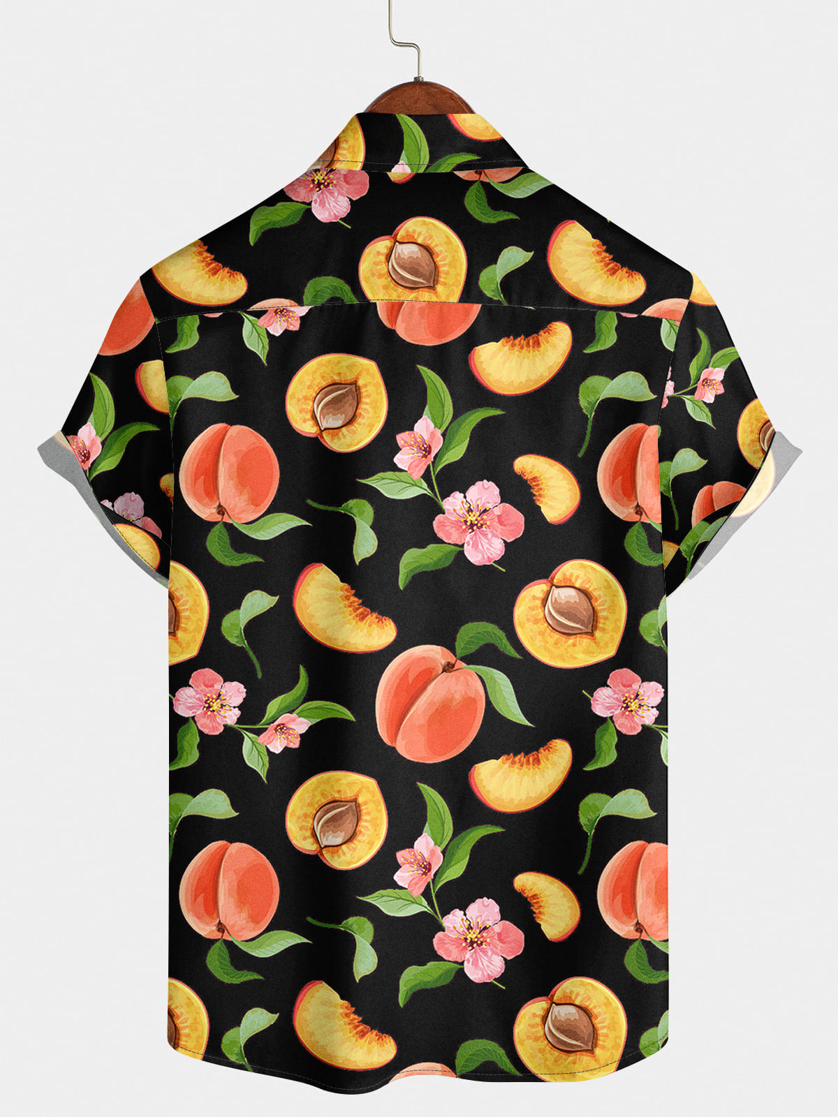 Men's Peach Print Short Sleeve Shirt