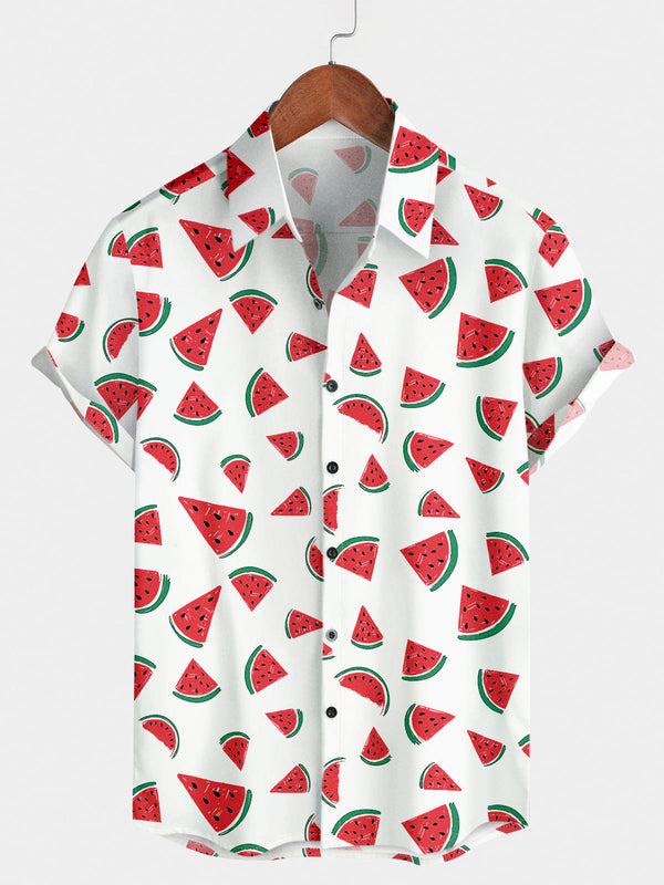 Herren-Kurzarmhemd mit Wassermelonen-Print