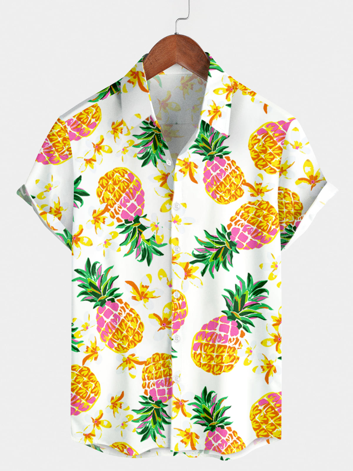 Men's Pineapple Print Short Sleeve Shirt