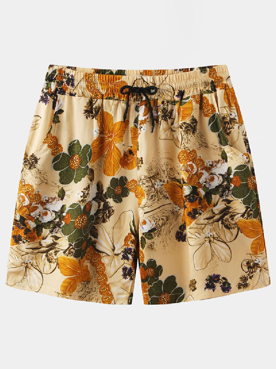 Men's holiday hawaiian Linen Cotton Casual Shorts