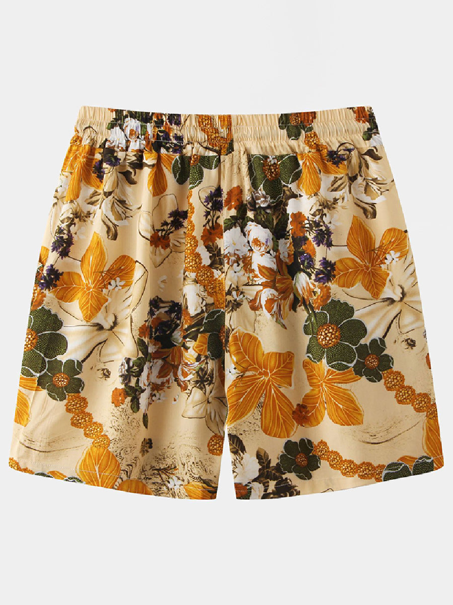 Men's holiday hawaiian Linen Cotton Casual Shorts