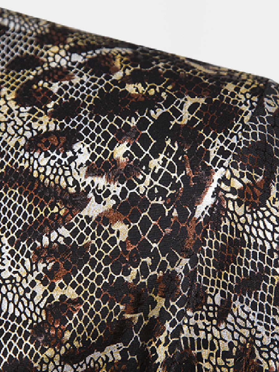 Men's leopard sequin long sleeve shirt