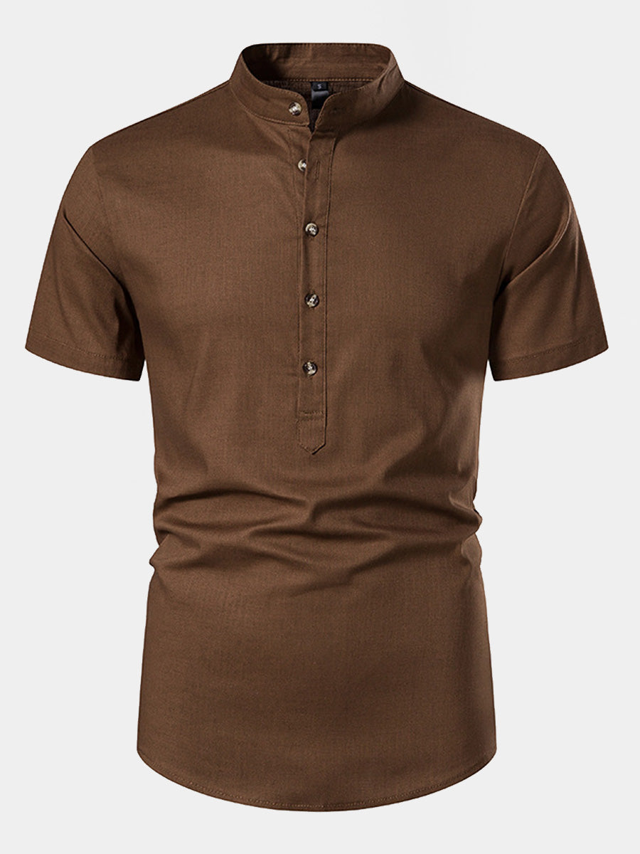 Men's Solid Linen short sleeve shirt