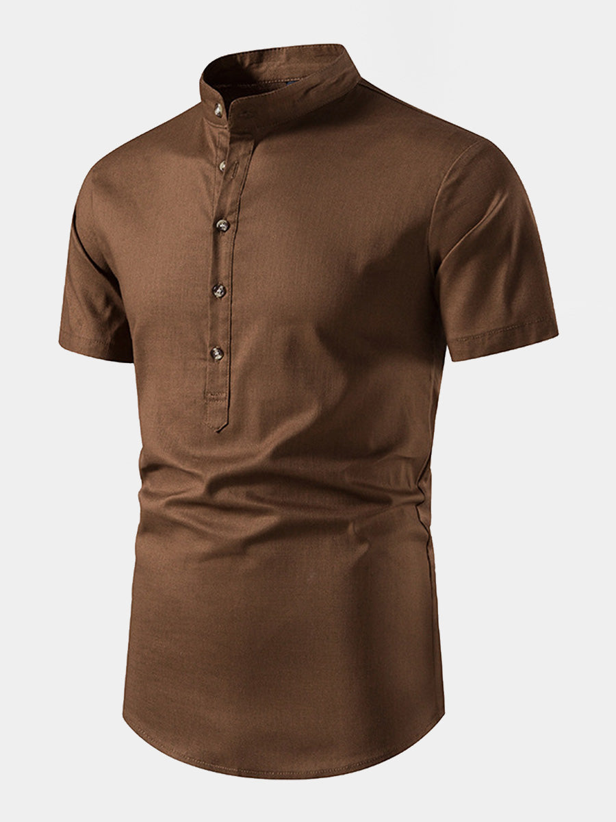 Men's Solid Linen short sleeve shirt